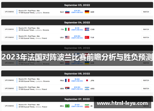 2023年法国对阵波兰比赛前瞻分析与胜负预测
