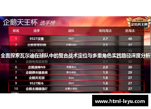 全面探索瓦尔迪在球队中的复合战术定位与多重角色实践路径深度分析